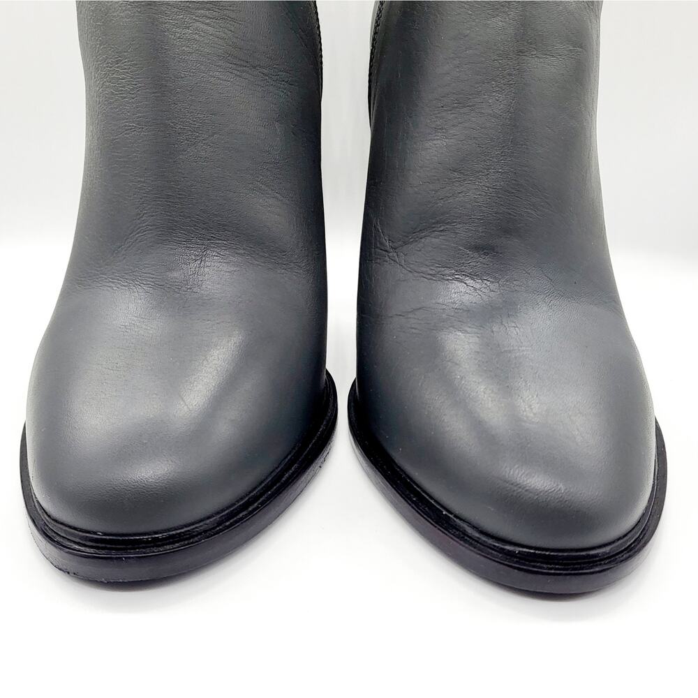 Vince Overton Graphite Gray Leather Block Heel Ankle Boots Women's Size 7 - Picture 4 of 13